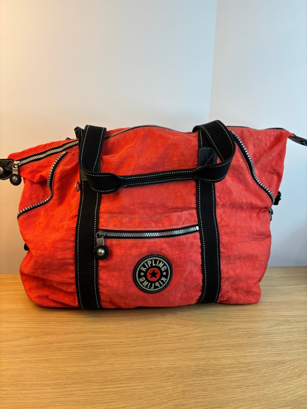 Kipling XL Reddish Orange Weekender Zip Bag